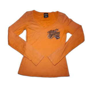 Harley-Davidson Women's Peterson's South Miami V-Neck Orange Biker Size S